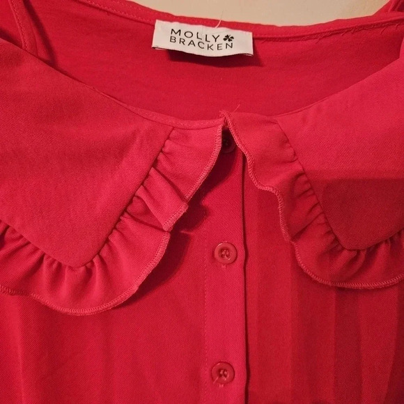 Molly Bracken Ruffle Short Sleeve Midi Casual Red Dress Size Medium. - Picture 13 of 13
